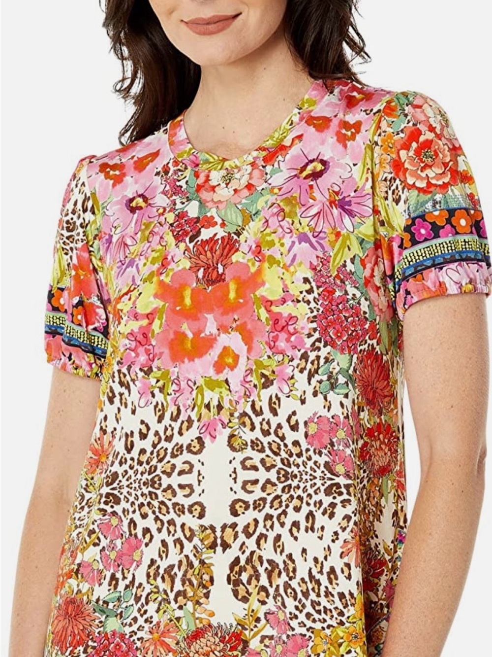 Johnny Was Puff Sleeve Tee in Wild Garden. Size XXL. EUC. - Picture 2 of 15